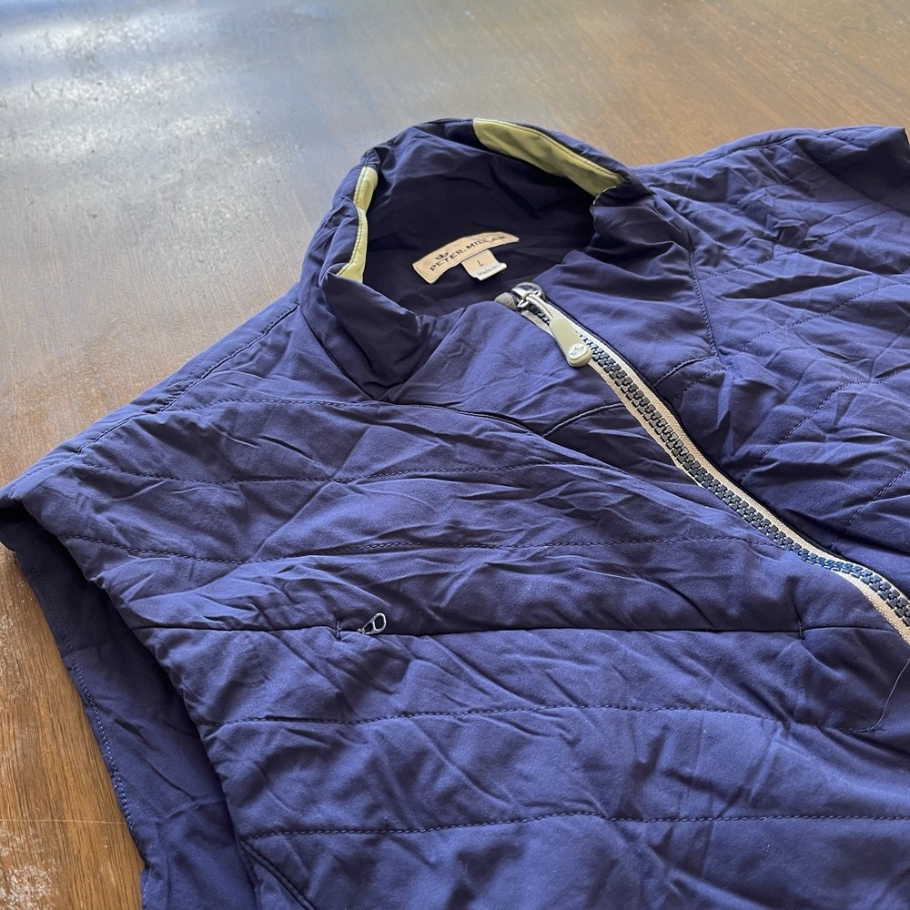 Peter Millar Men's L Thermal Micro Fleece Gilet Vest Navy MF18EZ